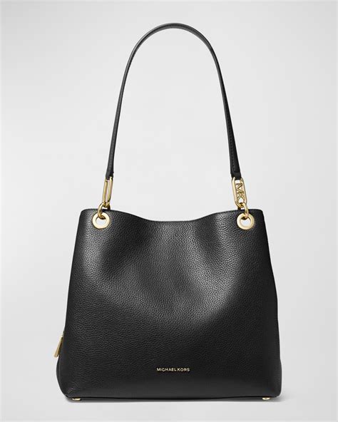 michael kors tan leather tote|Michael Kors large black tote.